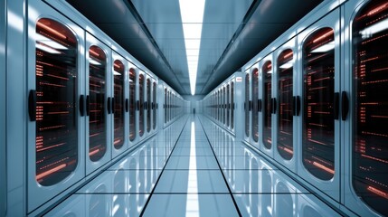Poster - Data center storage and network server room.