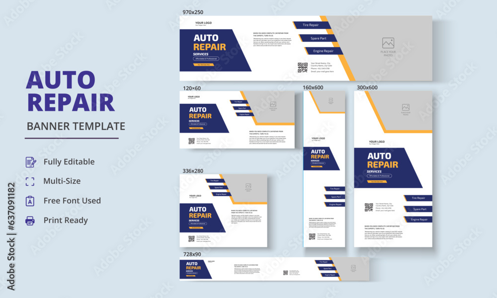 Стоковое векторное изображение «Auto Repair Banner, Auto Repair Social ...
