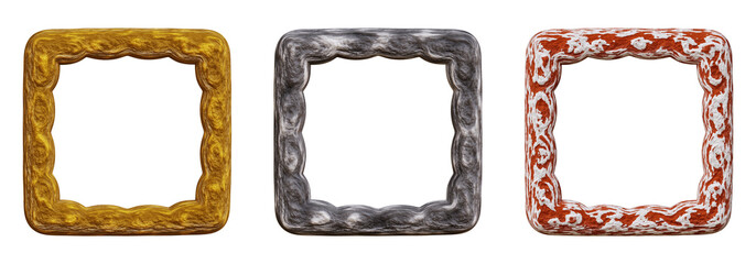 Fototapete - Set of frames design in 3d rendering isolated on transparent background. Geometric shapes for template and mockup concept.