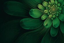 A Vibrant Green Flower Against A Dramatic Black Backdrop