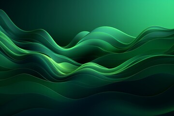 Wall Mural - A vibrant and dynamic green abstract background with flowing wavy lines