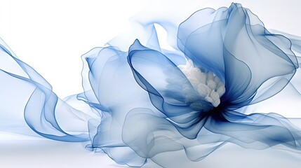 Wall Mural - a blue flower with a white center on a white background. generative ai