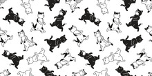 Cat Seamless Pattern Walking Kitten Running Neko Vector Cartoon Character Pet Breed Gift Wrapping Paper Tile Background Repeat Wallpaper Animal Doodle Illustration Design Scarf Isolated