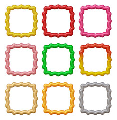 Fototapete - Set of frames design in 3d rendering isolated on transparent background. Geometric shapes for template and mockup concept.