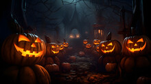 Halloween Pumpkin Jack-o-lanterns In The Dark