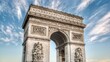 Close-up shot of the iconic Arc de Triomphe located in Paris, France