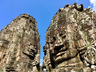 Sticker - Ornamental statues in the shape of faces in Bayon Temple, Siem Reap, Cambodia.