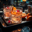 canvas print picture - Bunte Cocktails auf dem Tisch, Farbenfrohe Getränke-Auswahl, Vielfältige Mixgetränke, Lebendige Cocktail-Vielfalt