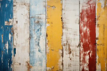 Wall Mural - Wood planks texture background, multicolored vintage wooden wall