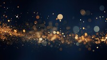Christmas Concept. Background With Stars Of Gold. Ideal For Banners And As A Backdrop For Advent And Christmas. Stars, Glitter, And Stardust With Blurred Areas For Text And Design.
