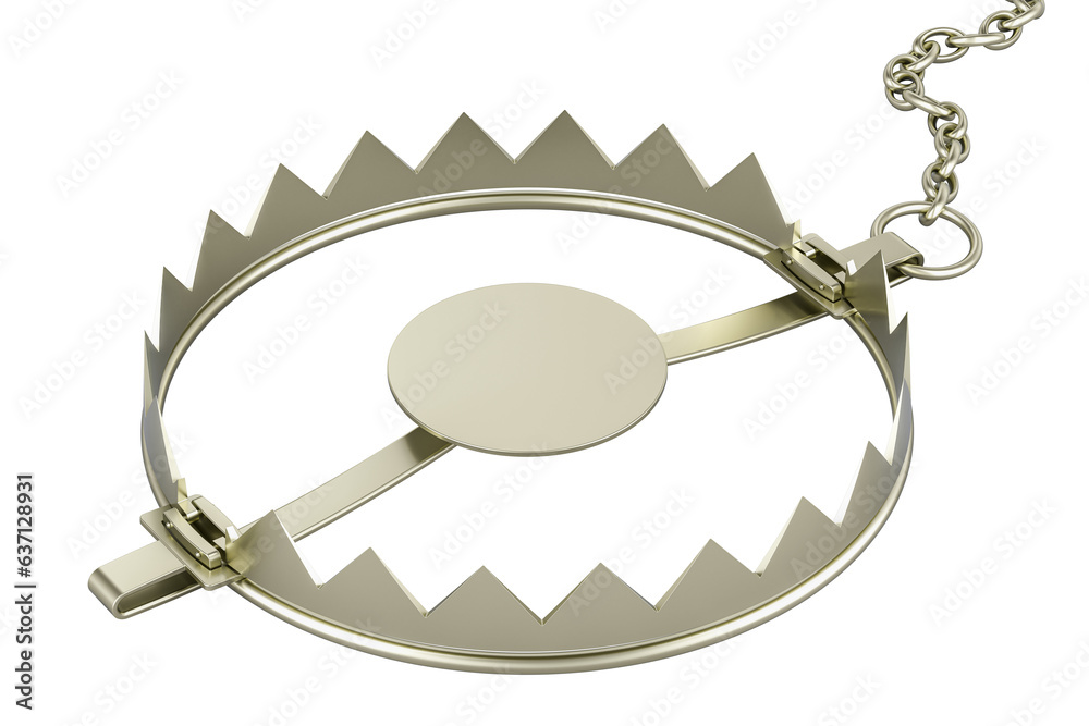 Empty bear trap, 3D rendering isolated on transparent background Stock ...
