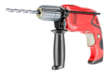 Poster - Electric drill with drill bit, 3D rendering isolated on transparent background