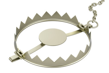 Poster - Empty bear trap, 3D rendering isolated on transparent background