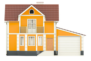 Poster - House with garage, front view. 3D rendering isolated on transparent background