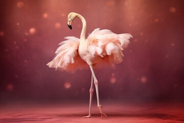 Poster - Flamingos on pink background.