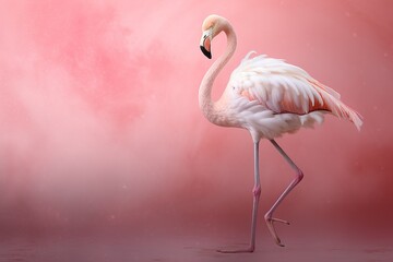 Canvas Print - Flamingos on pink background.