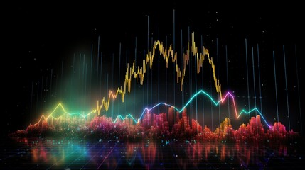Poster - Stock finance abstract glowing lines background