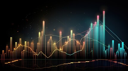 Poster - Stock finance abstract glowing lines background