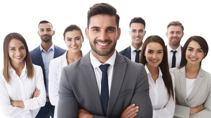 Canvas Print - business team standing with arm crossed on white background