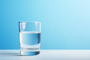 Poster - Glass of clean water on blue background