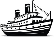 Steam Ship Vector Logo Art