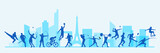 Fototapeta Las - Great editable vector file of olympic multisport players silhouette in the front of paris skyline with classy and unique style best for your digital design and print mockup