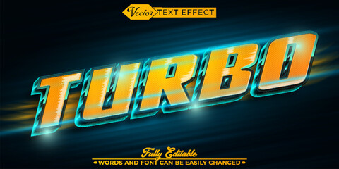 Bright Car Race Turbo Speed Vector Editable Text Effect Template