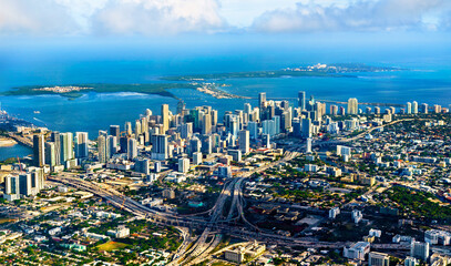 Sticker - Aerial skyline of Downtown Miami in Florida, United States