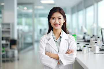 Asian female doctor in a laboratory setting