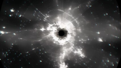 Wall Mural - a blackandwhite image of a distant universe slowly spinning with constellations of stars clearly vis