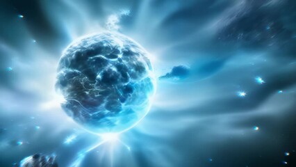 Wall Mural - this image shows the cold dense body of a white dwarf star surrounded by a nebula of glowing blue ga