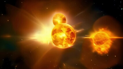 Wall Mural - a stunning photograph of a dual star system composed of two stars both of them glowing in a vibrant 