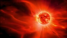 A Bright Red Giant Star Fills The View Its Radiating Circumference Stretching Ever Outward Into The Outer Reaches Of Space. Its Vast Energy Blooms In The Distance Visible 