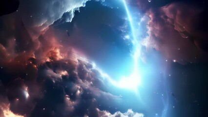 Wall Mural - a chaotic and dynamic sky filled with powerful bursts and arcs of light as a massive cloud of inters