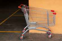 Abandoned Shopping Cart Left In Mall Car Park