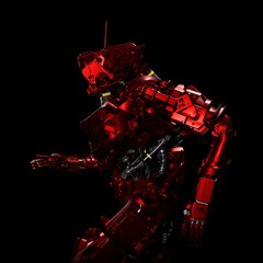 Wall Mural - robot, cyborg, running motion, background music, 3d rendering