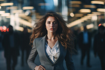 Businesswoman with long exposure