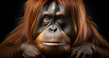 The Orangutan Is Posing For The Camera