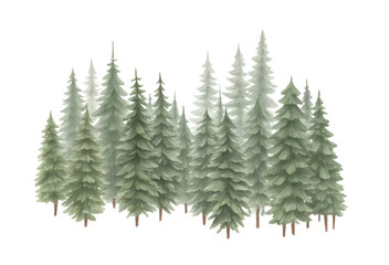 Poster - watercolor coniferous forest winter nature holiday background