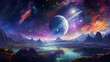 Vaporwave Celestial Odyssey: Nostalgic Euphoria in a Radical Alien Landscape