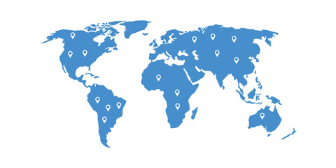 Blue globe maps illustration vector with travel point element symbol graphic vector. Maps element vector template