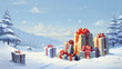 © Shades3d - gift box in the snow. Generative Ai