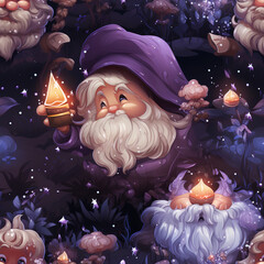 Wall Mural - Magical christmas seamless pattern background  with gnome