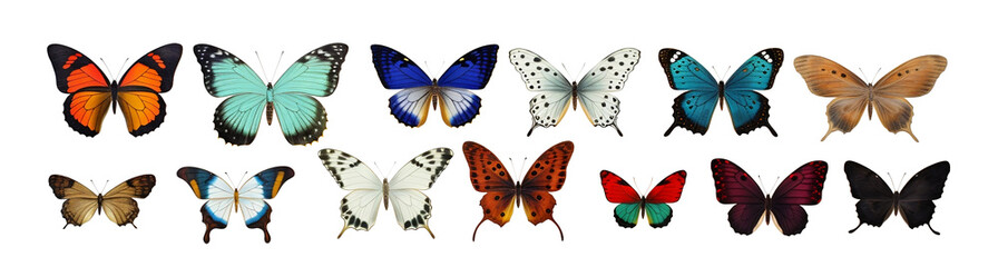 Wall Mural - Collection of colorful, beautiful and rare butterflies.