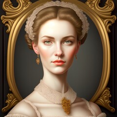 Wall Mural - Lady, Portrait in Baroque Style, Generative AI Illustration