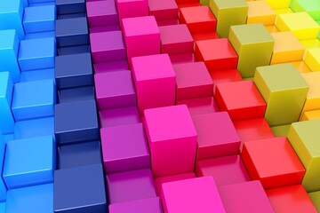 Colorful abstract background with boxes 3D illustration