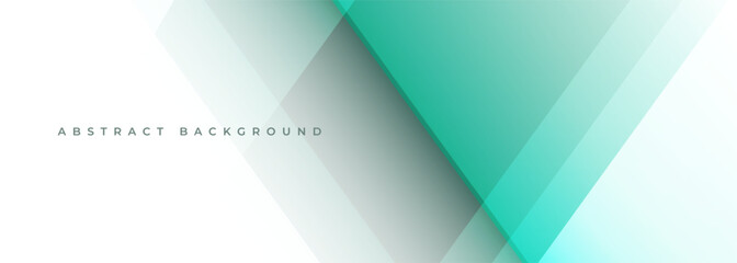 White and green modern abstract wide banner with geometric shapes. Turquoise and white abstract background. Vector illustration