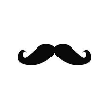 Wall Mural -  - Classic mustache black silhouette, vector illustration isolated on white background.