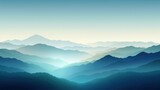 Fototapeta Góry - Light Green gradient & fog mountains landscape background