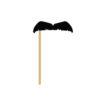 Wall Mural -  - Mustache on stick for carnival costume mask, flat vector illustration isolated.